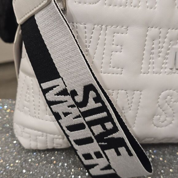 Steve Madden BMalibna Web Logo Quilted Wristlet- White